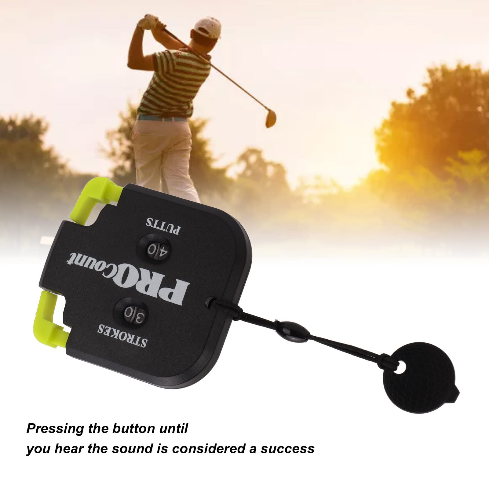 TEUOPIOE Golf Stroke Counter Portable 2 Digit Golf Counter Golf Score Counter Strokes & Putts Golf Score Shot Stroke Counter Clicker (Black & Yellow)
