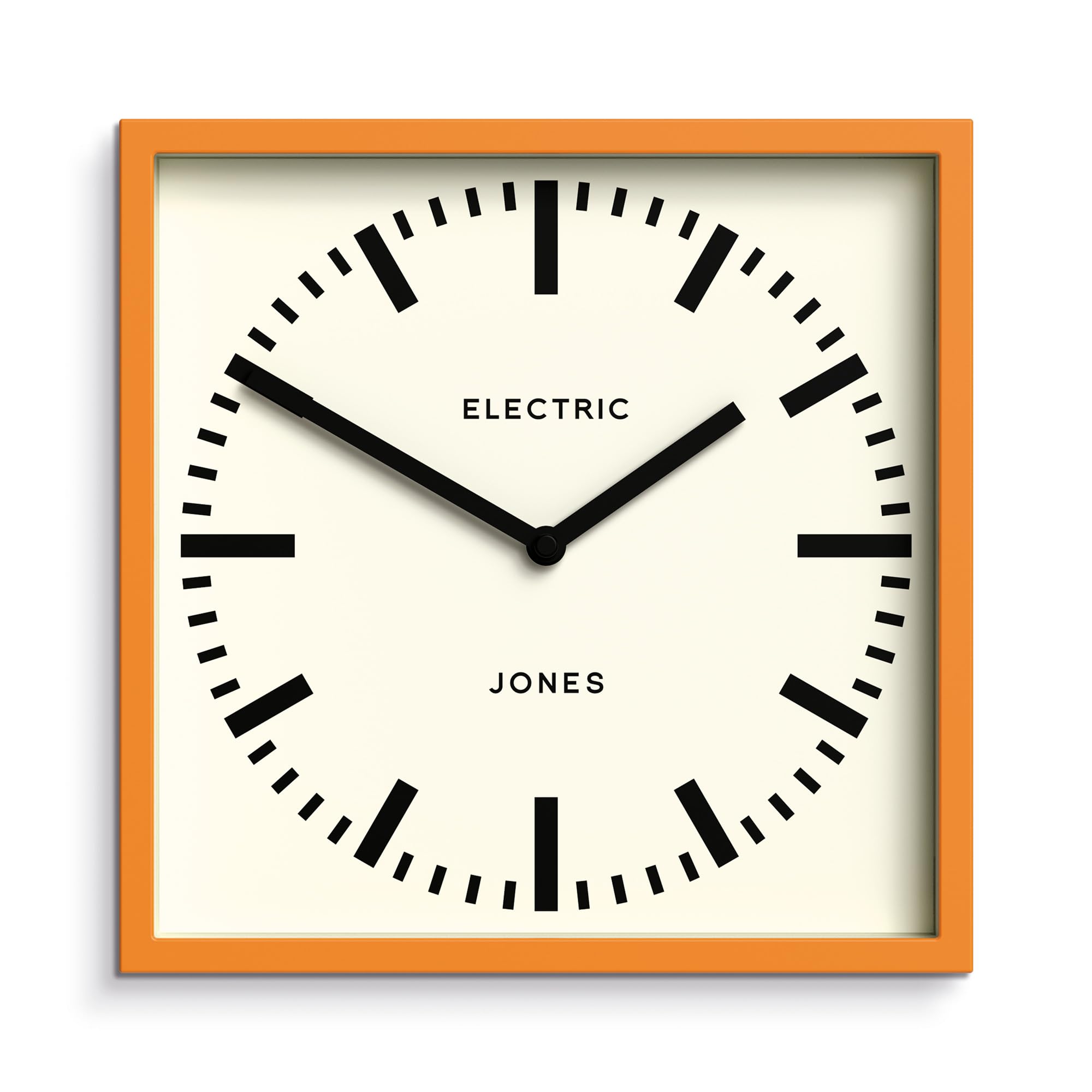 Sponsored Ad – Jones Clocks® Box railway wall clock | Square station clock | 25cm | Orange | Cool designer look for kitchen, living room or office