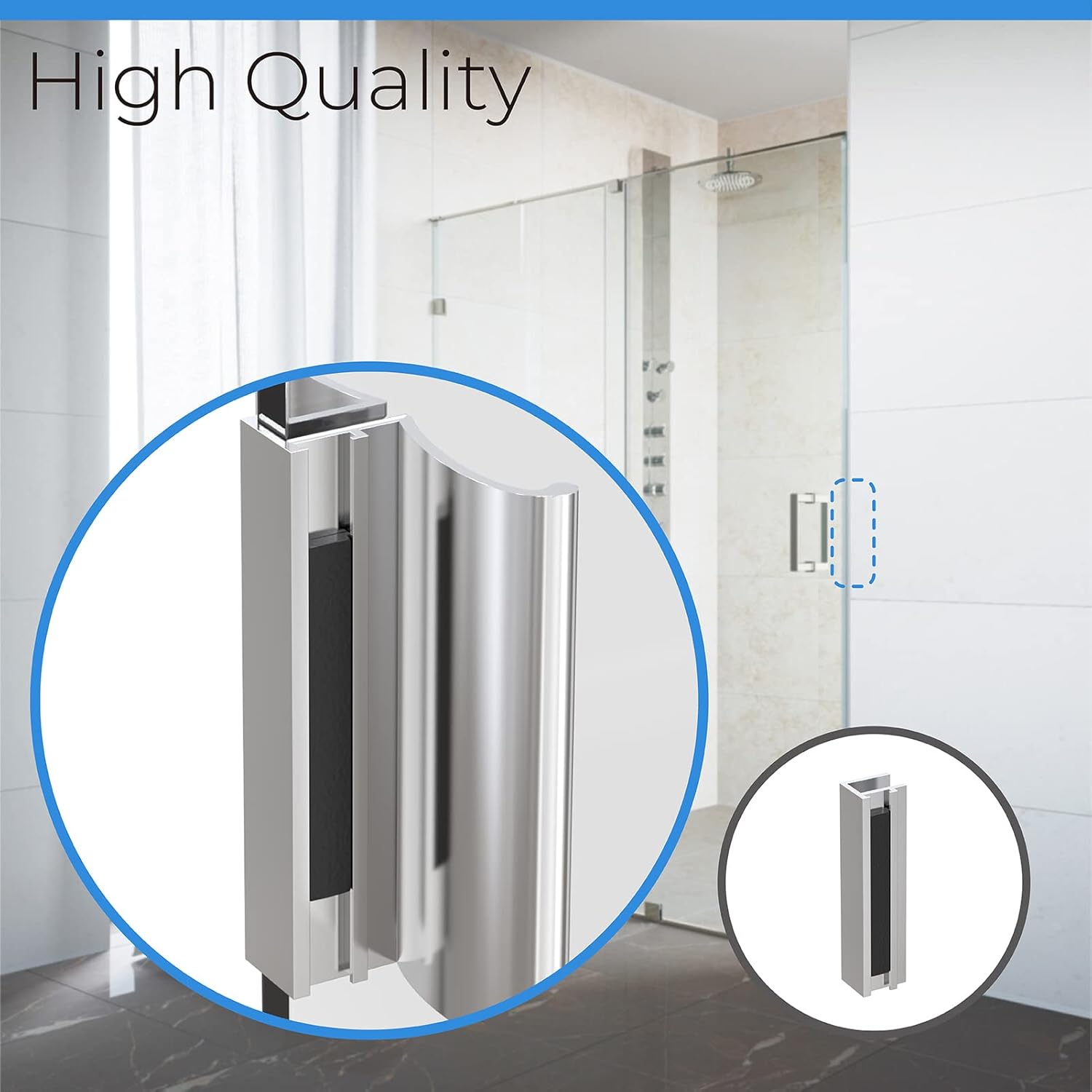 Upgrade Shower Door Magnet - 2-1/2" Long Glass Shower Door Magnet Replacement for Swing Doors - Black