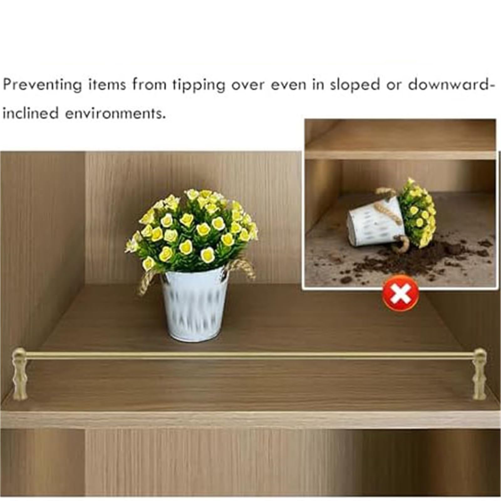 Generisch Stabiles Metallregalschienen-Set, 28-14 Zoll (ca. 71-36 cm) Lange, goldene Haltestangen, 8 mm Rundrohr, für Bücherregale, Schuhregale und Schränke, einfache Montage, 10er-Pack, 18 Zoll (ca.