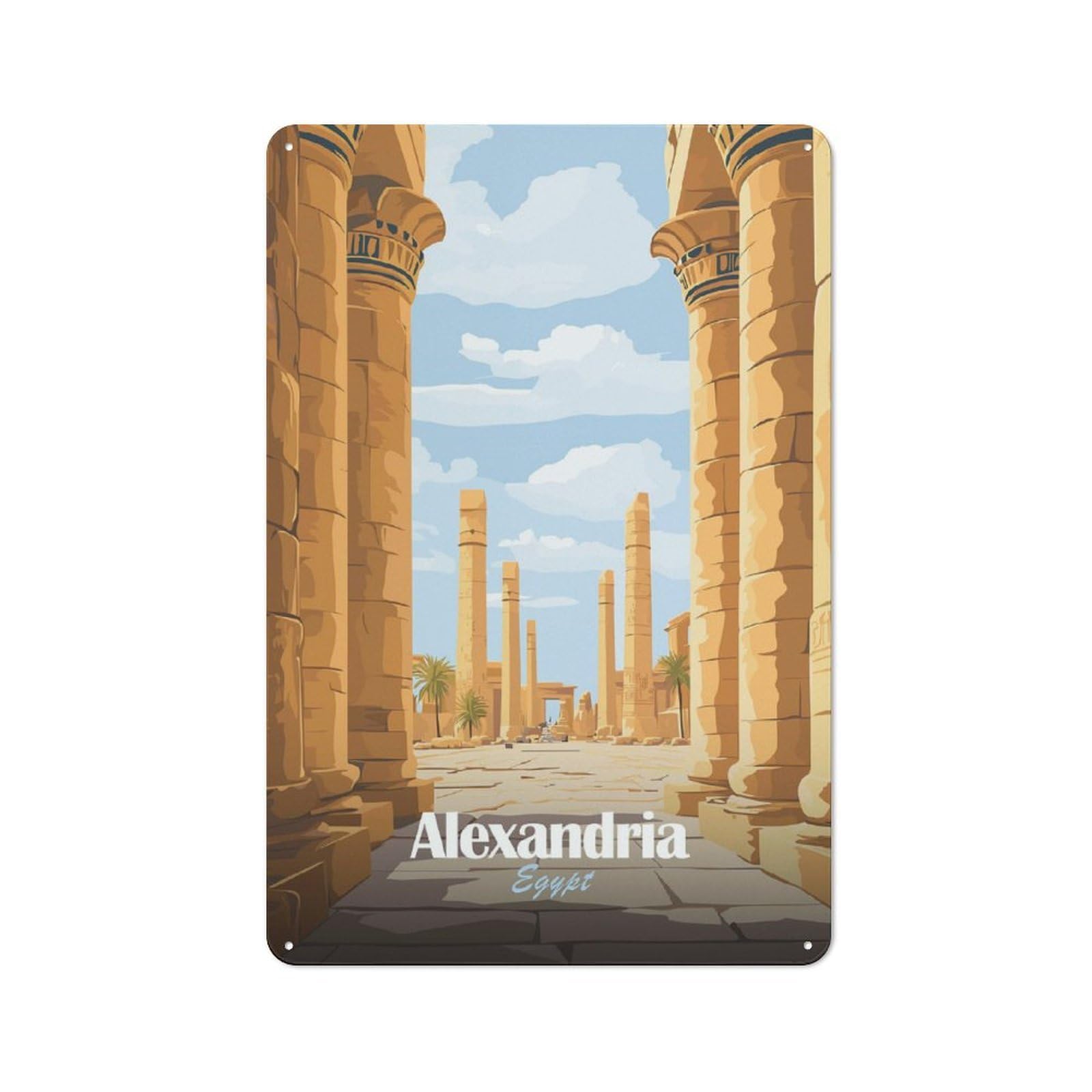 Junmoney Style-20 Retro-Style Tin Sign 30X20cm Featuring Alexandria Egypt For Hallway Wall, For Garage, Workshop And Man Cave Decoration