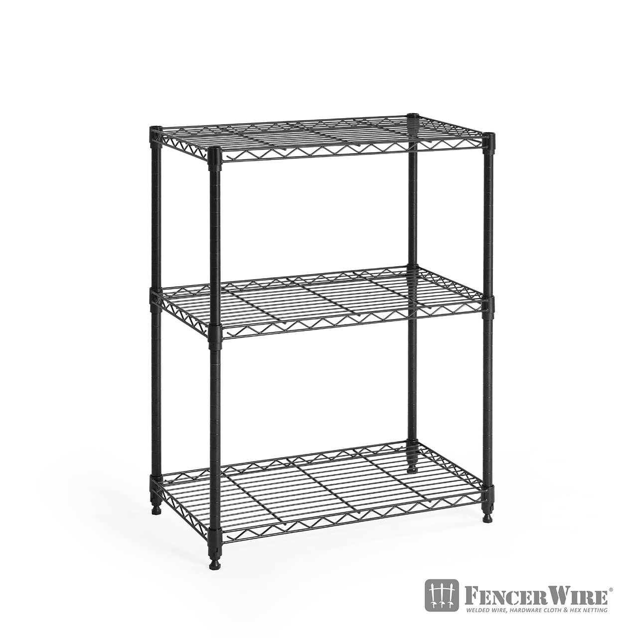 Fencer Wire 3/4/5-Tier Adjustable Height Wire Shelving Unit, Garage Shelving Storage Organizer, Wire Rack Shelving, Metal Steel Storage Shelves, Utility Storage Shelf with Leveling Feet, Black