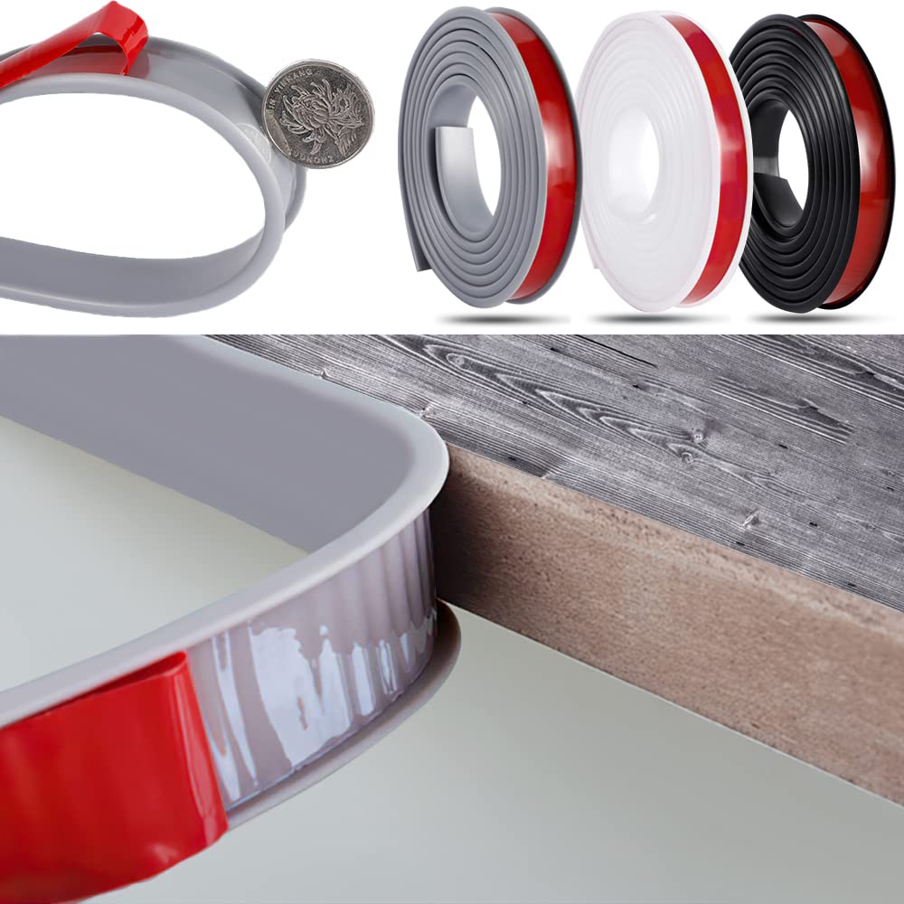 Aongray20mm*5M U-Shape Flexible Self-Locking Veneer Edge Banding, Soft PVC Edgeband Peel and Stick Trim Collapsible Guards for Cabinet Repair Furniture Restoration