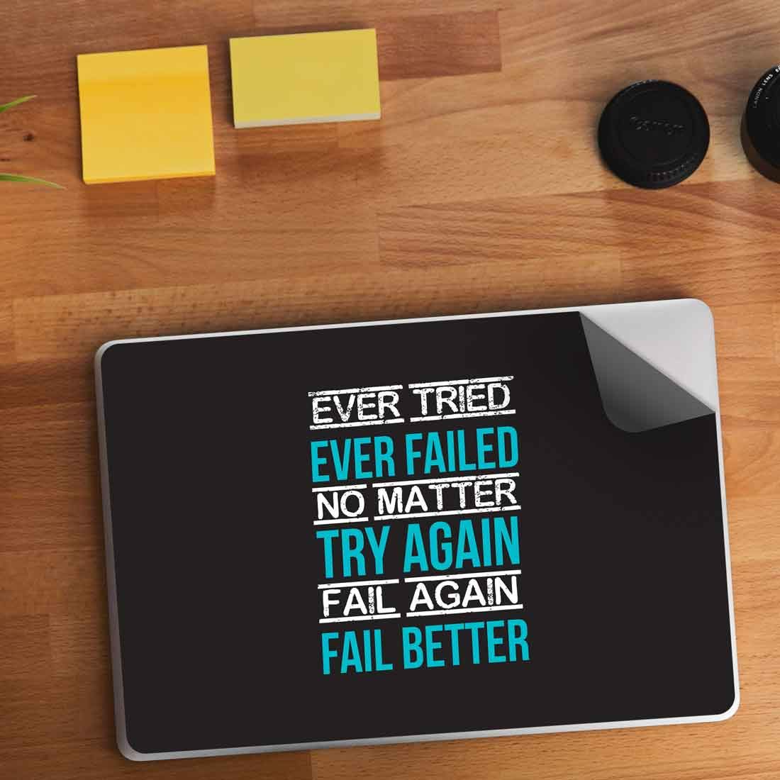 Seven Rays Try Again Fail Again Fail Better Laptop Skin Covers Fits for All Models for Screen Size Dimensions - 15 x 10 Inches (B00YEYE252) Amazon Price History, Amazon Price Tracker