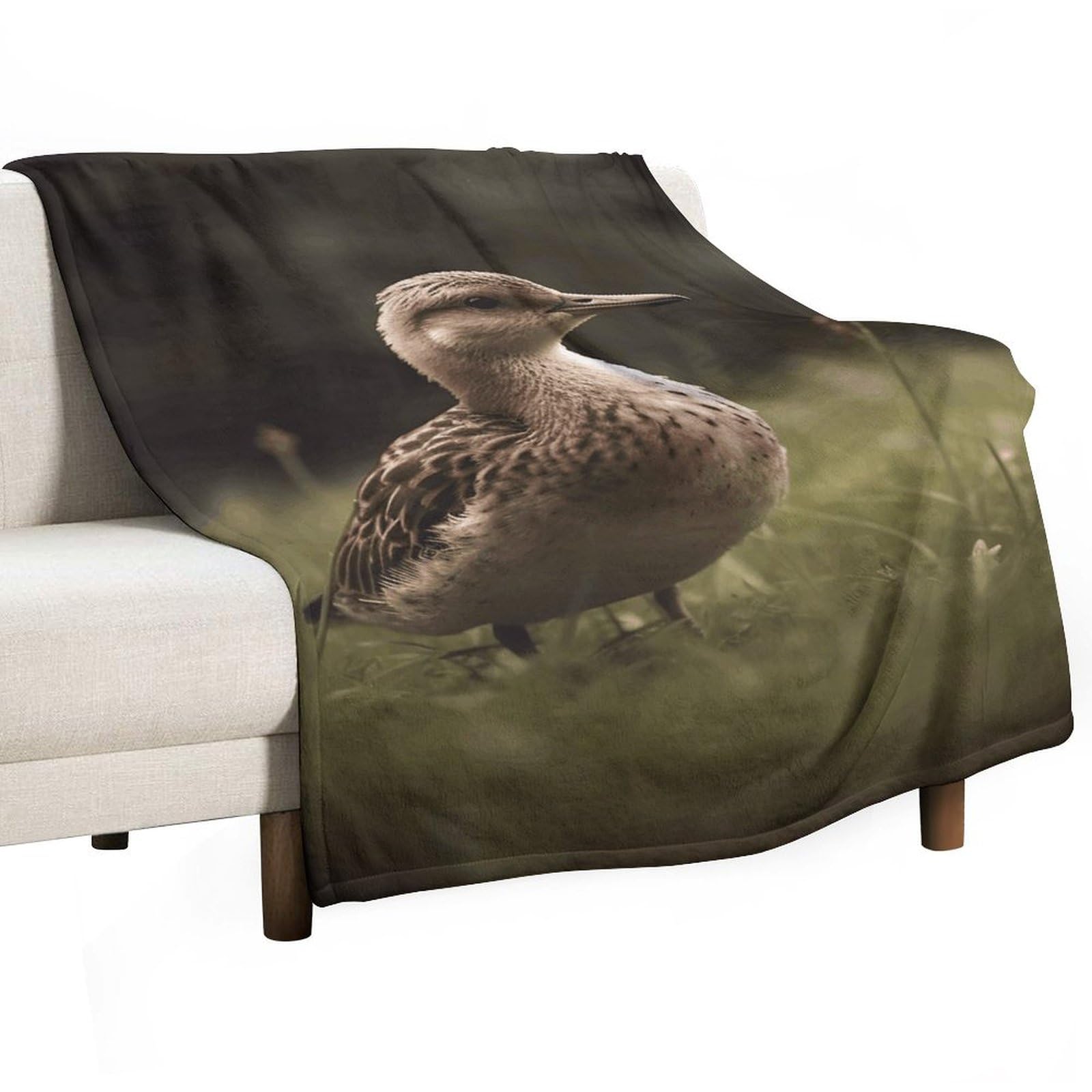 Couverture polaire super douce et chaude plaid léger motif oiseau mignon