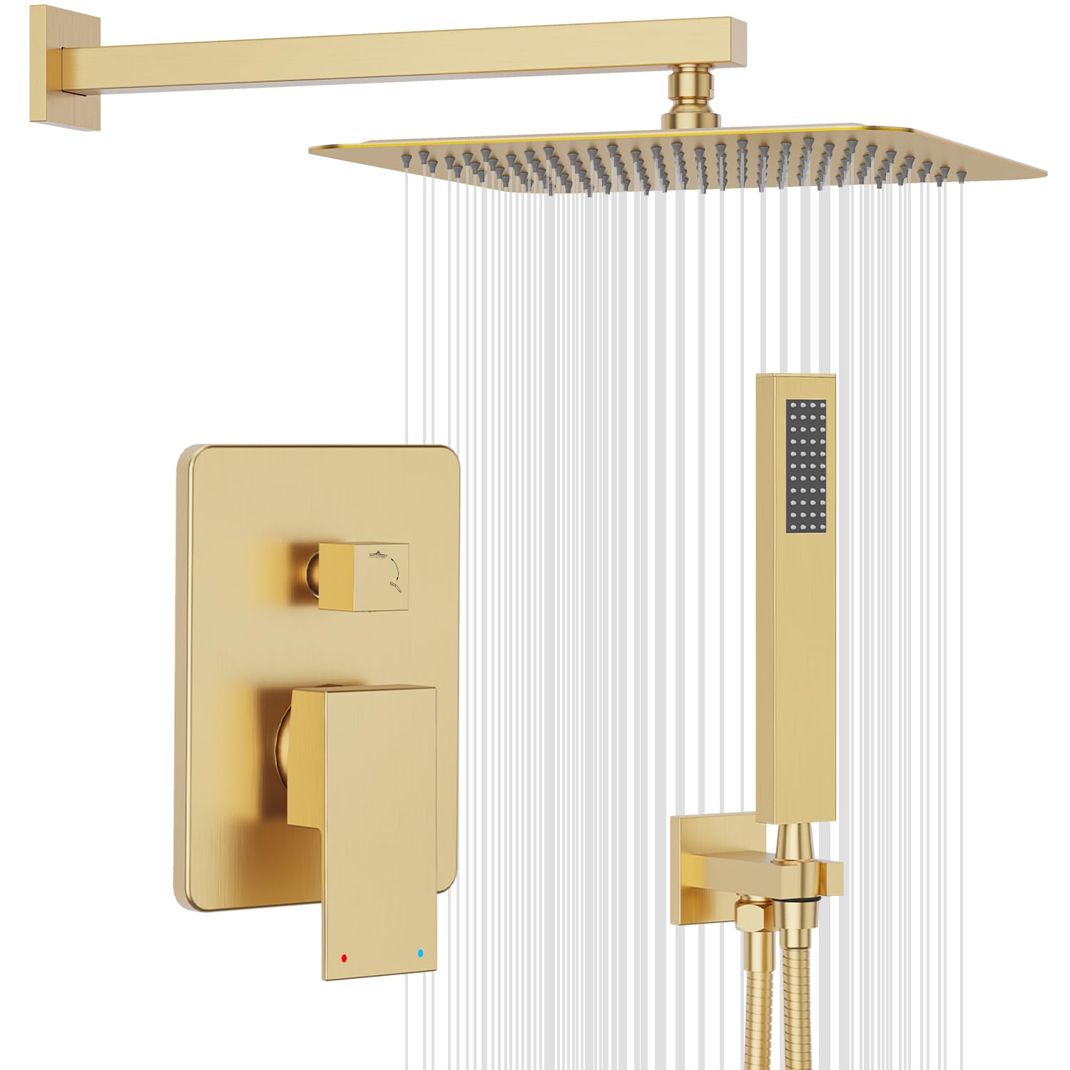 Gabrylly Shower System Gold, Rainfall Shower Faucet Set Complete