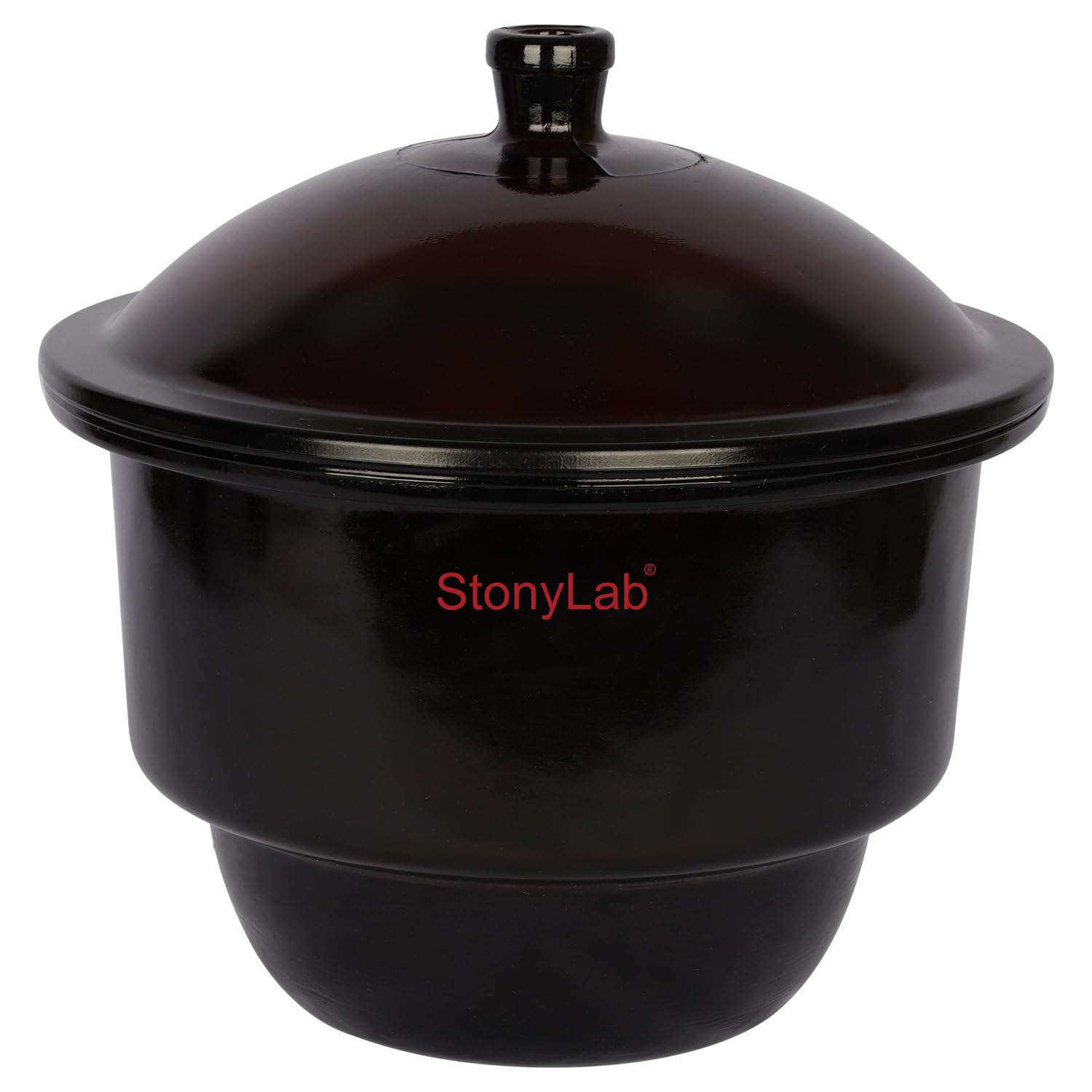 stonylabAmber Glass Desiccator Jar, Lab Desiccator Brown Drying Dryer with Knob Cover and Porcelain Plate ID: 11.81 Inch for Laboratory Research