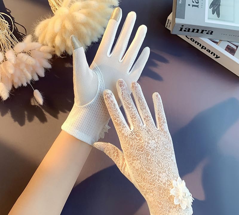 Women Short Lace Gloves Floral Gloves Touch Screen Driving Gloves Tea Party Gloves for Wedding Party3