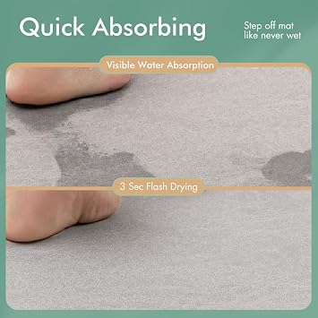 Diatomaceous Earth Bath Mat, Bathroom Shower Soft Rug, Ultra Thin Quick Dry Rubber Bath Floor Mats, Absorbent Bath Rug for in Front of Bathtub Shower Room Sink Kitchen Carpet-Z||23.6x35.4inch