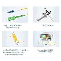 Vista 2 de Cable de Internet de fibra óptica LC/UPC a SC/APC, fibra de modo único OS2 0.5M/1.6 pies, Simplex, Opción de longitud: 1.6 ft-32.8 ft 9/125um