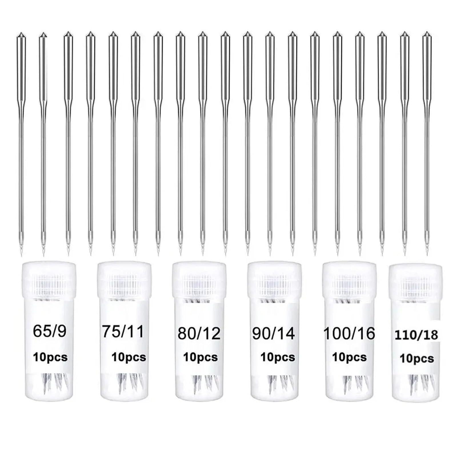 60PCS Sewing Machine Needle Multipurpose Replacement Needle Metal Alloy Texture for Canvas and Heavy Fabrics Professional Sewing Set