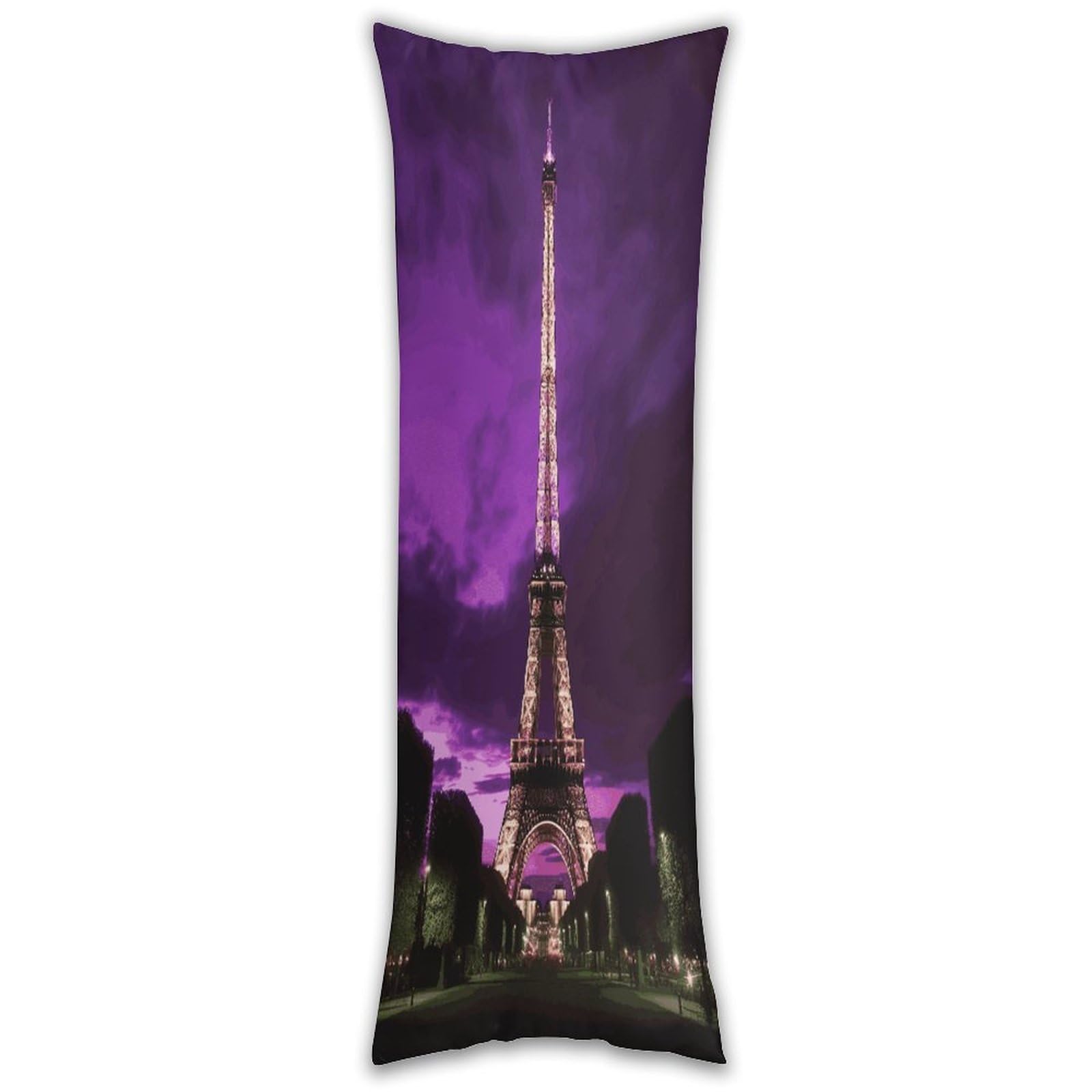 Purple Eiffel Tower Long Pillow Case with Zipper Ultra Soft Microfiber Long Pillow Cover Breathable Body Pillow Protector Soft Wrinkle Pillowcase for Bed Sofa Bedroom 53 X 19 in