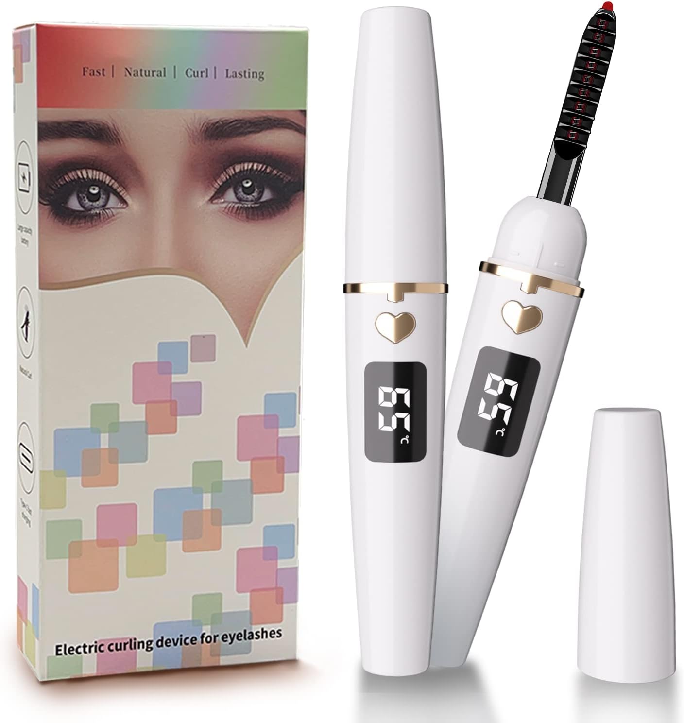 EYECURL Heated Eyelash Curler,Heated Lash Curler USB Rechargeable,10s