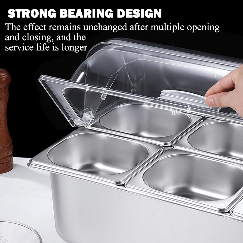 Contenedor De Ingredientes De Pizza, Recipiente De Acero Inoxidable con Tapa, Barbacoa Y Contenedor Decorativo De Cocina, Caja De Condimentos De Frutas Y Verduras,B