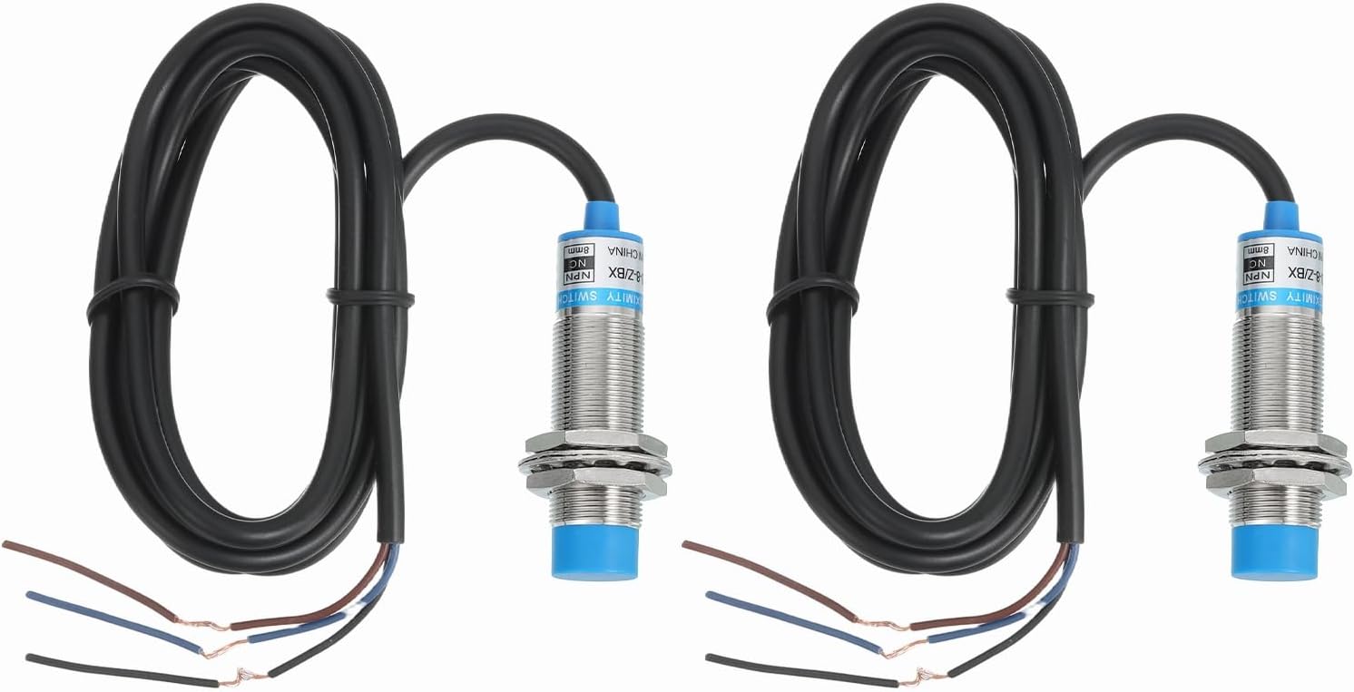 MECCANIXITY 2Pcs Inductive Proximity Sensor,NPN NC M18 DC 6-36V 300mA Proximity Switch Detector Approach Sensor 8mm 3 Wire for Industrial Automation LJ18A3-8-Z/AX