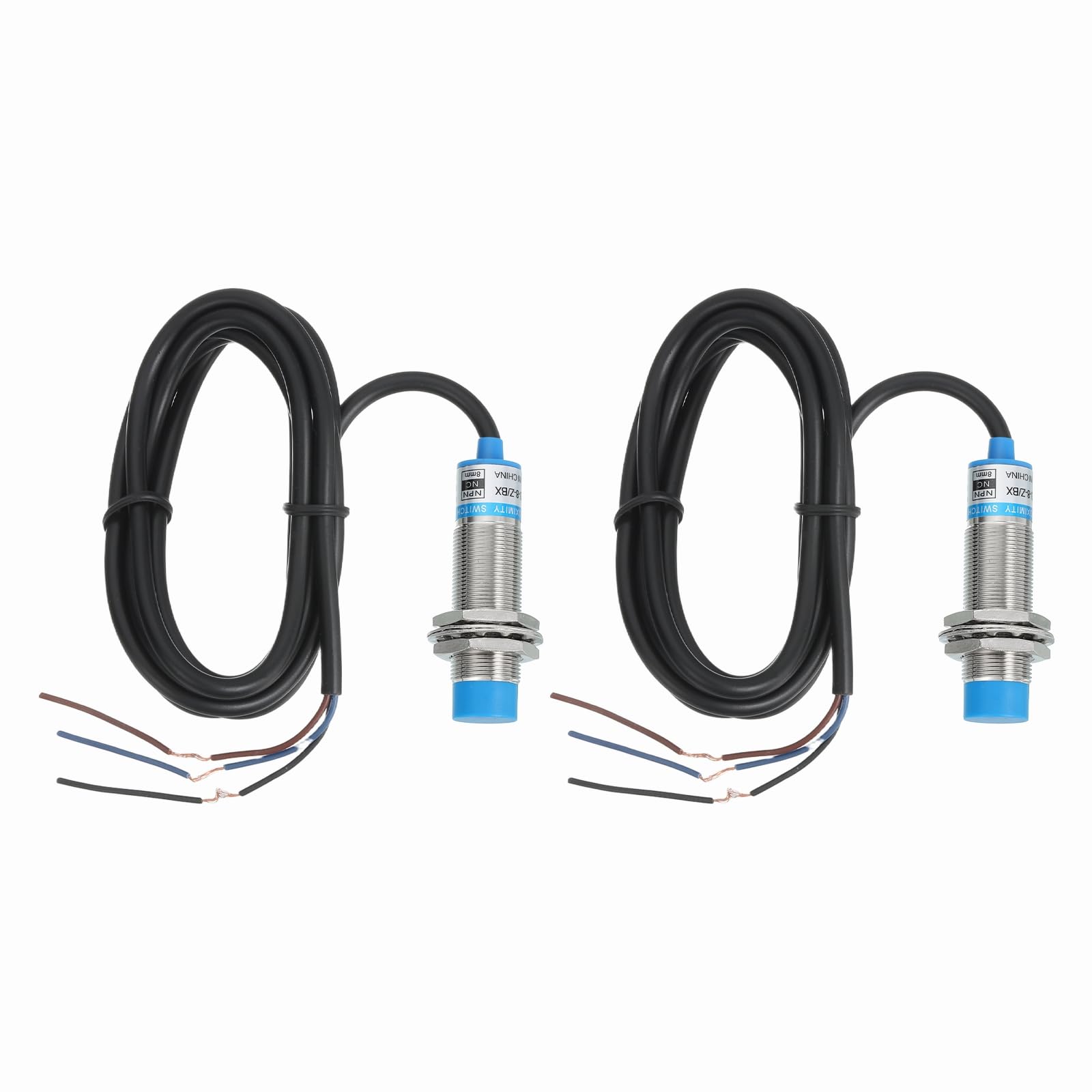 MECCANIXITY 2Pcs Inductive Proximity Sensor,NPN NC M18 DC 6-36V 300mA Proximity Switch Detector Approach Sensor 8mm 3 Wire for Industrial Automation LJ18A3-8-Z/AX
