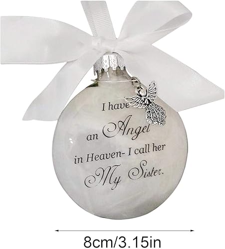 Miniatura 4 de Angel in Heaven - Adorno conmemorativo de Navidad, bola de plumas Expresión sincera a tu amor Tengo un ángel en el cielo I Call Her My Sister