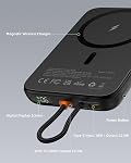AsperX for Magsafe Power Bank, 10000mAh Wireless Portable Charger Magnetic Battery Pack Built-in USB C Cable, 22.5W Wire Fast Charging, LCD Display for Magsafe Battery Pack for iPhone 17/16/15/14/13