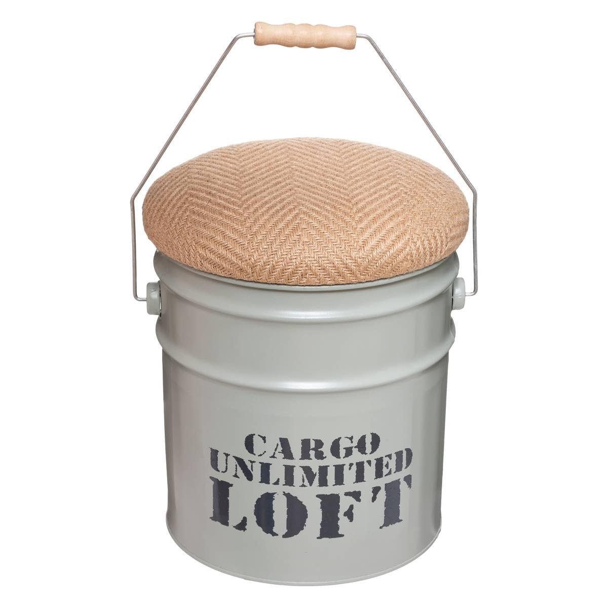 ATMOSPHERA CREATEUR D'INTERIEUR Juego de 2 pufs Canister Alfred Metal