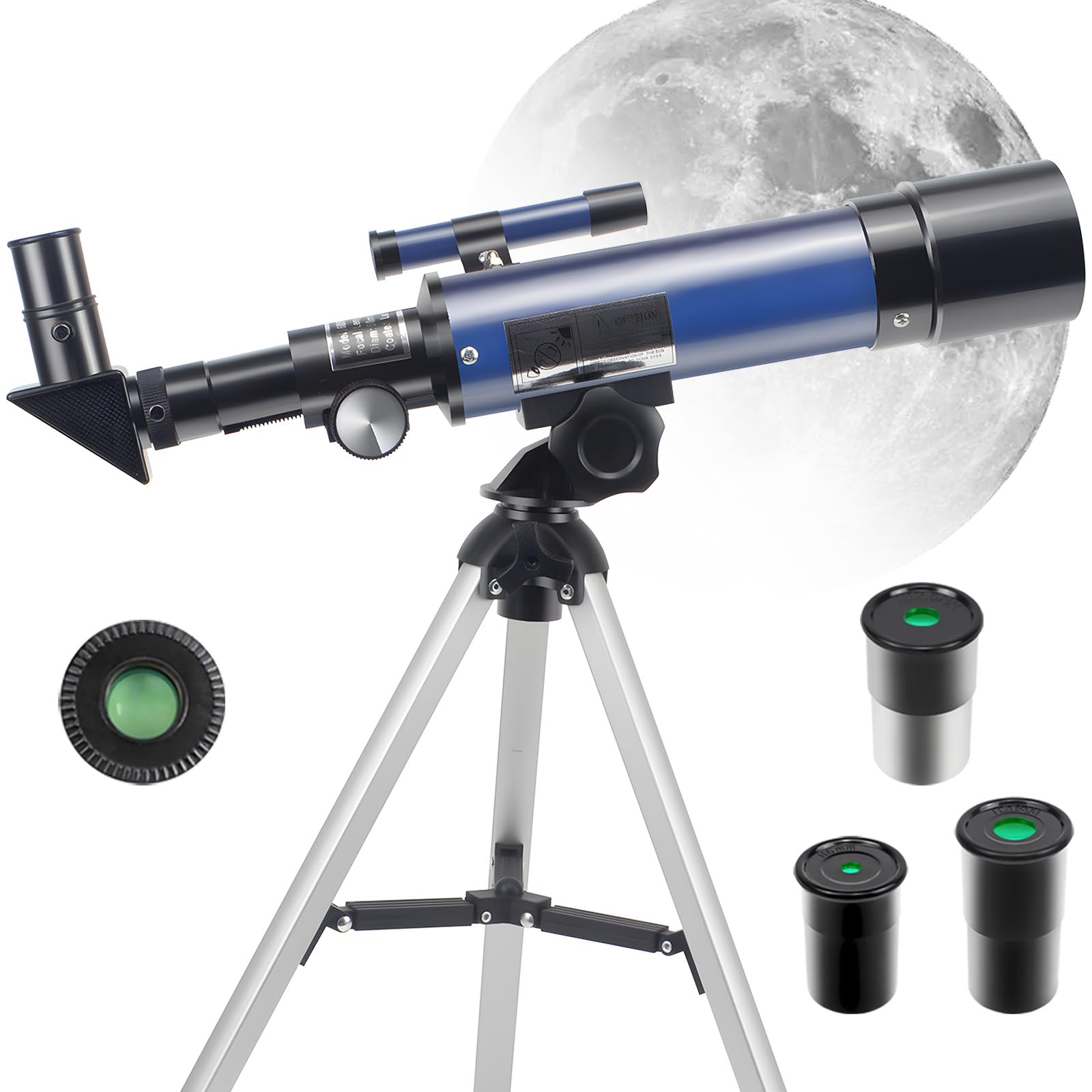 Telescope, Telescopes for Kids Beginners, 50mm Aperture 360mm Astronomical Refractor Telescope with 3 Eyepieces and Tripod Portable Scope for Children Adult (Blue)-picture-31