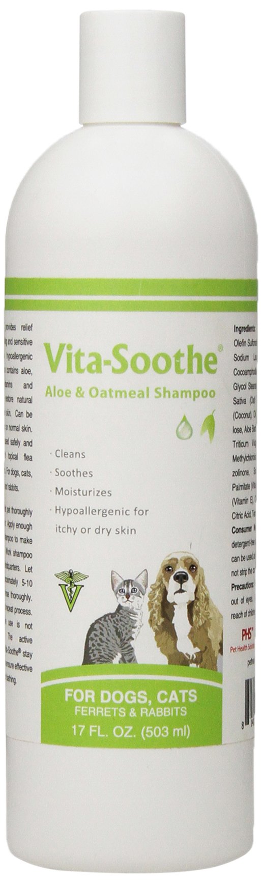 Vita-Soothe Aloe & Oatmeal Shampoo - for Itchy, Scaling, and Sensitive Skin - Improves Skin and Hair - Natural and Hypoallergenic Product - Skin and Hair Coat - 17 fl oz
