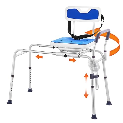 VEVOR Sliding Tub Transfer Bench with 360 Degree Swivel Seat,