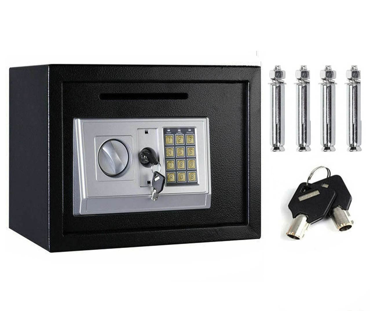 Hotel Safe Cash Passport Safety Box Cabinet Safes Fireproof Safety Box for Hotel Anti-theft Safe Box Cabinet Safes Wall Mounted Solid Steel Electronic Password Safety Box(16L, Black)