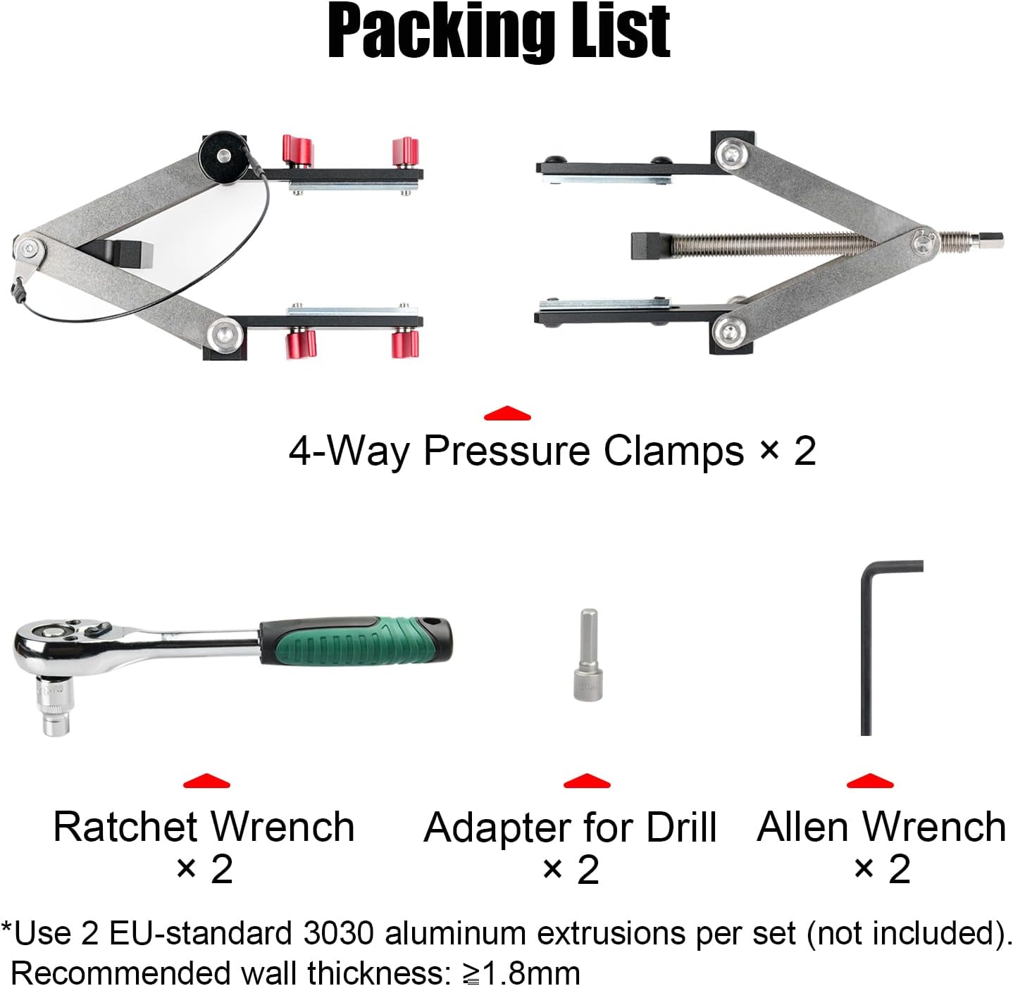 TOOLCOOL Panel Clamps 2 Pack 4 Way Pressure Clamps | DIY Customizable Clamping Width, Parallel Clamps for Gluing Larger Panels, Cutting Boards, Cabinet Doors, Tabletops