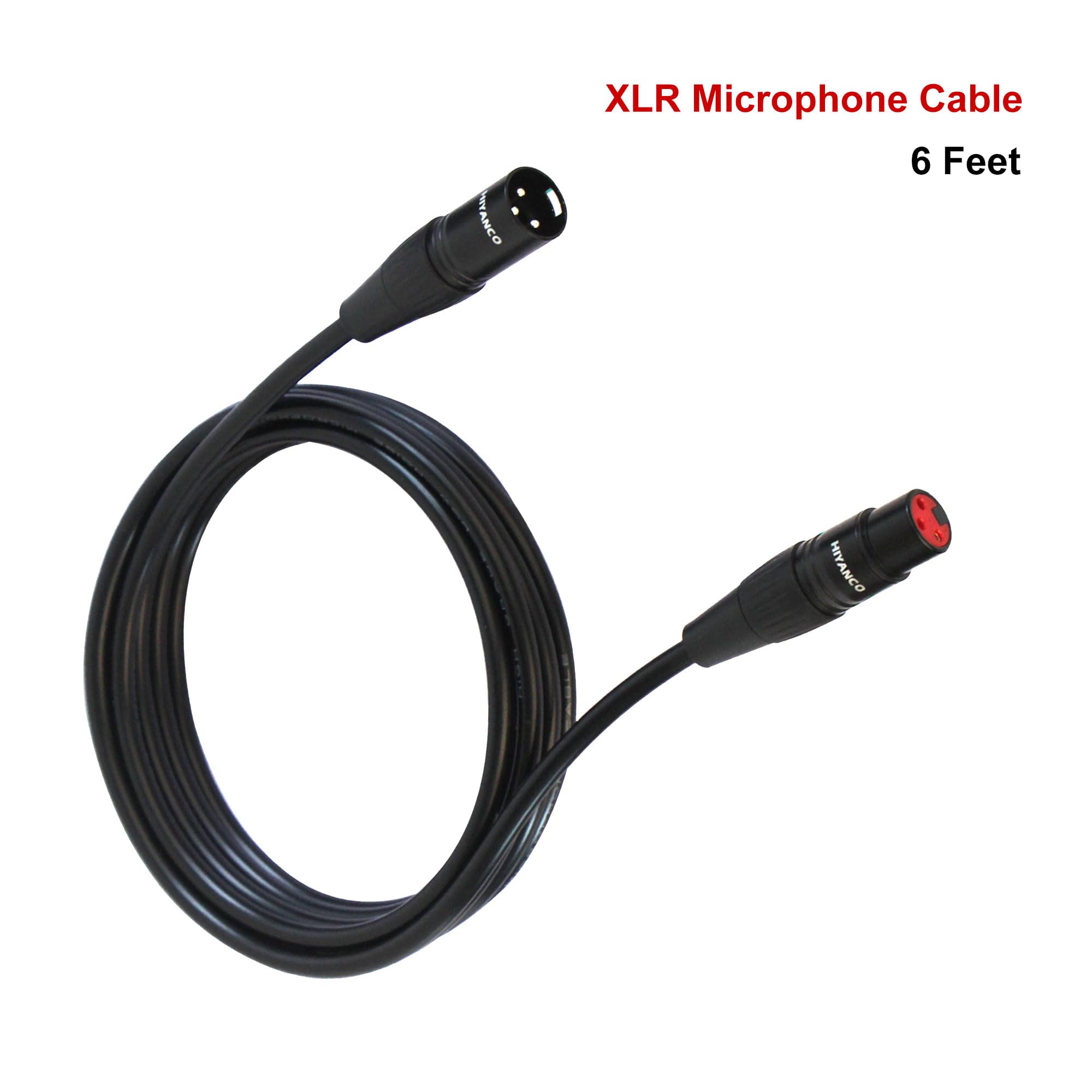 HIYANCO XLR Microphone Cable Male to Female Mic Cord 6ft Balanced XLR Cable for Speaker System, Microphone, Audio Interface, Mic Mixer and Recording Devices