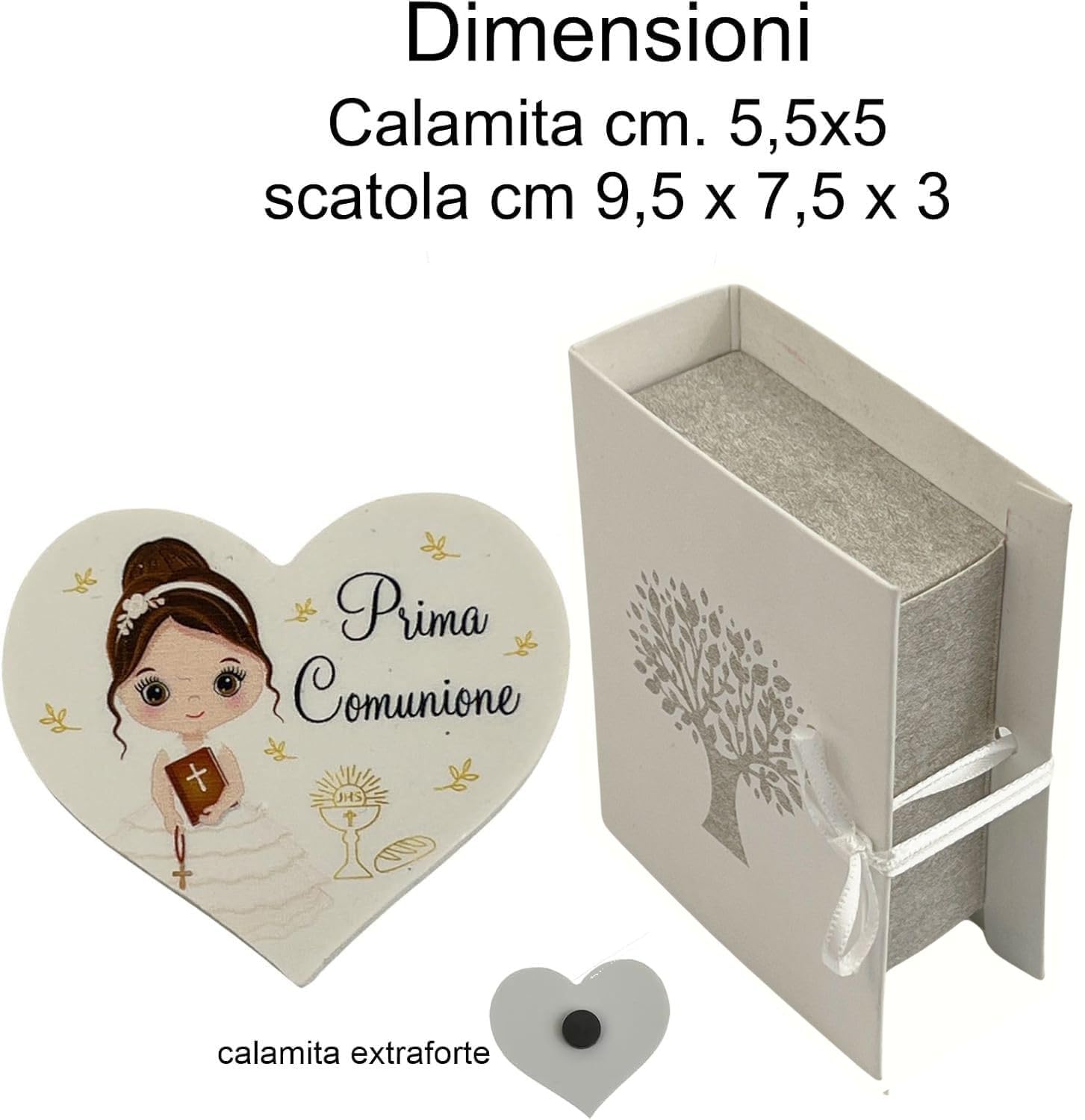 Regalami.Shop Bomboniera Cavalletto Prima Comunione Bimba H.10 Cm Con Scatola Confetti E Bigliettino Personalizzato