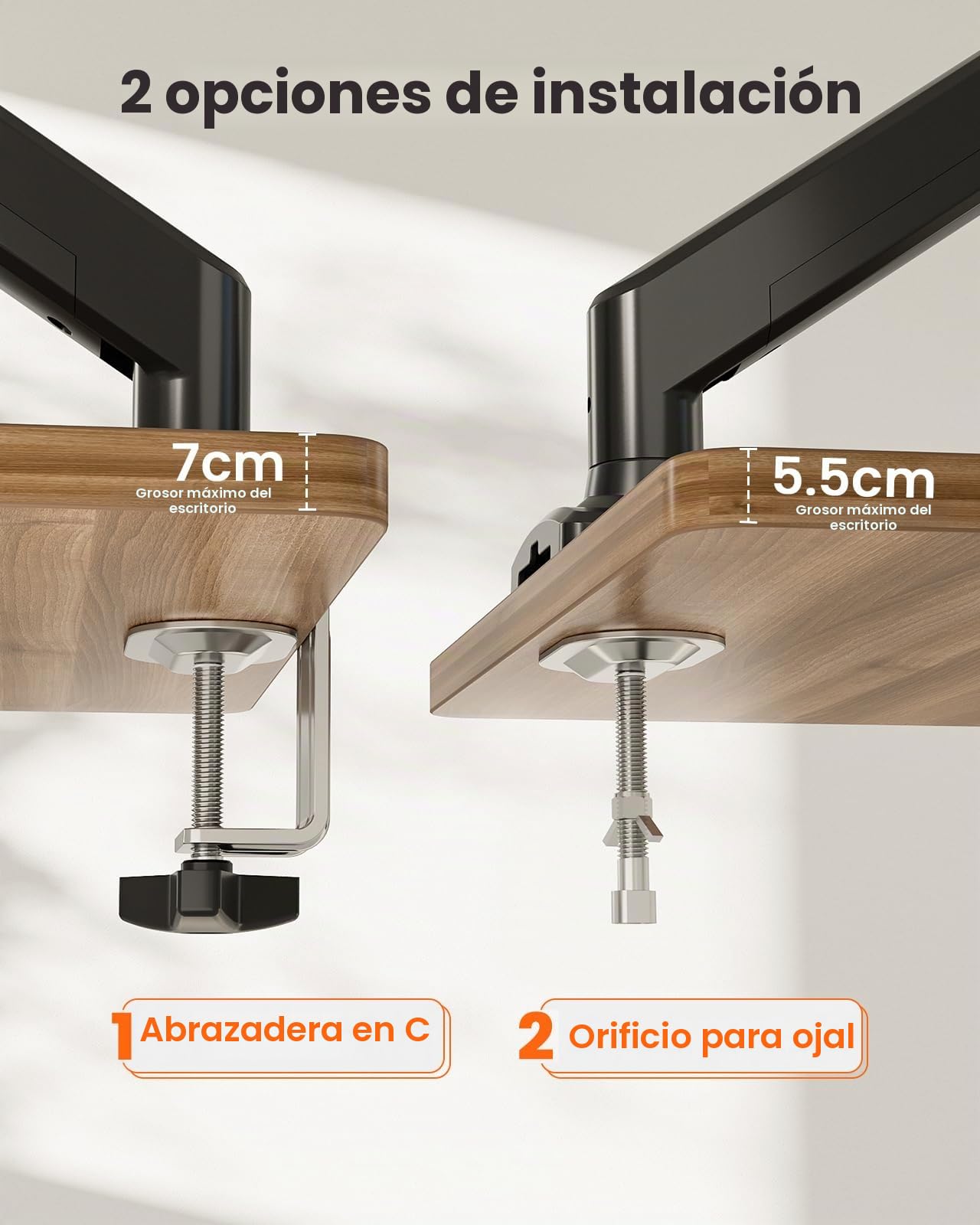 ErGear Soporte Monitor 13-34 Pulgadas Brazo Individual Altura Ajustable Giro Inclinación Rotación VESA 75 100 mm 10 kg