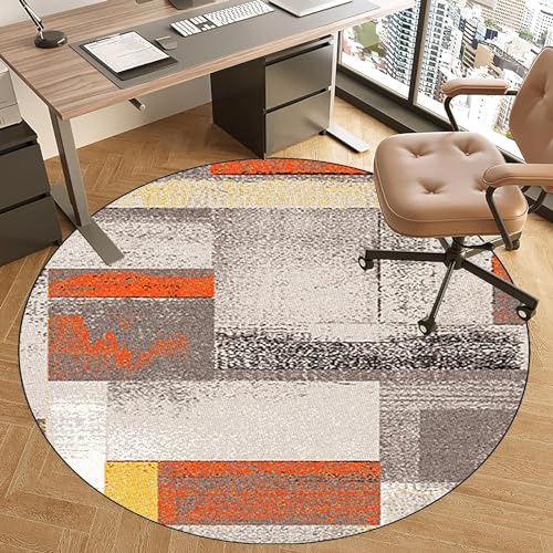 HUSPOO Drum Rug Round Protective Mat, Gaming Chair Mat, Non-Slip Mat Under Office Chair, Office Chair Mat for Carpet and Hardwood Floors, Professional Mat-B||160CM