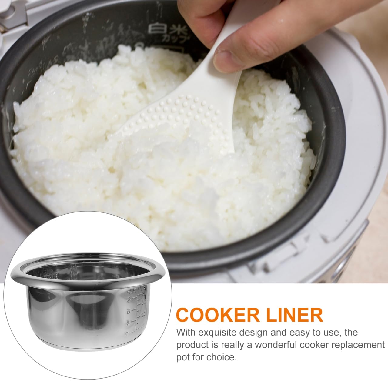 Doublure Cuve Inox Cuiseur Riz 25Cm Pot IntéRieur Remplacement Accessoire Cuisine RéSistant Anti-Rouille Chauffage Uniforme Facile À Nettoyer