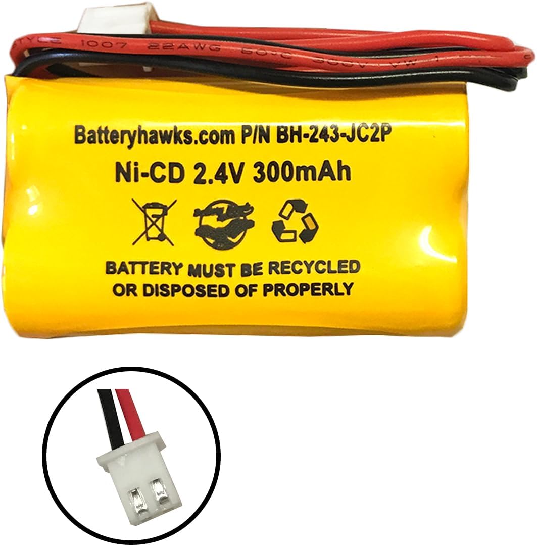 Ni-CD AA300mAh 2.4V AA 300mAh Ni-CD 2.4v Ni-CD Battery Pack Replacement for Emergency/Exit Light (5 Pack, 5, Count)