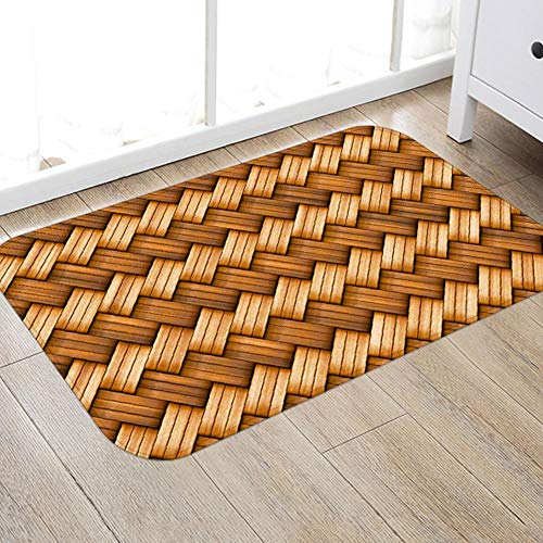 Hongzer Tapete de porta, padrão de tecelagem de bambu, tapete absorvente antiderrapante para casa, b