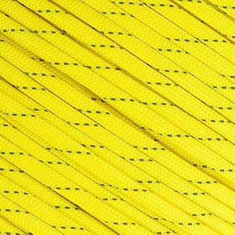 Fluorescent Reflective 550 Type III Guyline Tent Rope Camping Survival Cord High-Visibility Paracord- Rot and UV Fade Resistant (Reflective Neon Yellow, 100 Feet) Cover