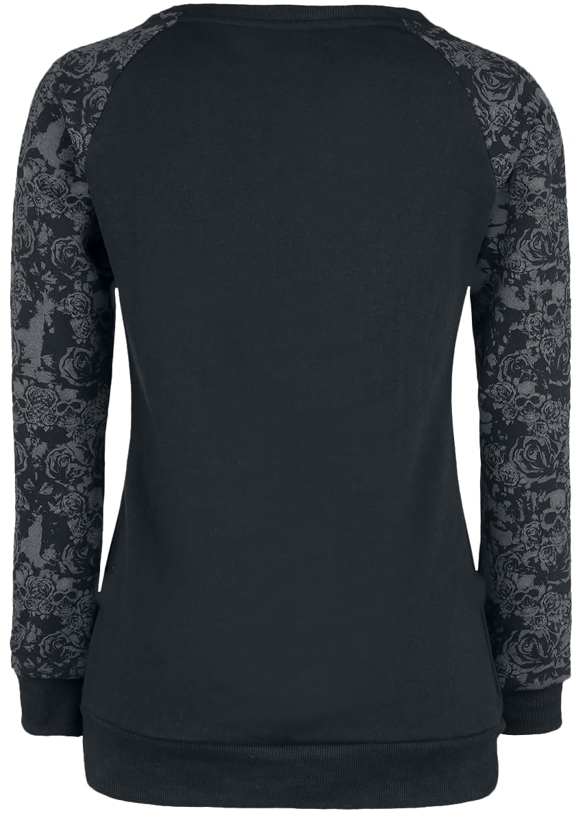 Black Premium by EMP Damen schwarzes Langarmshirt mit abgesetzten Ärmeln