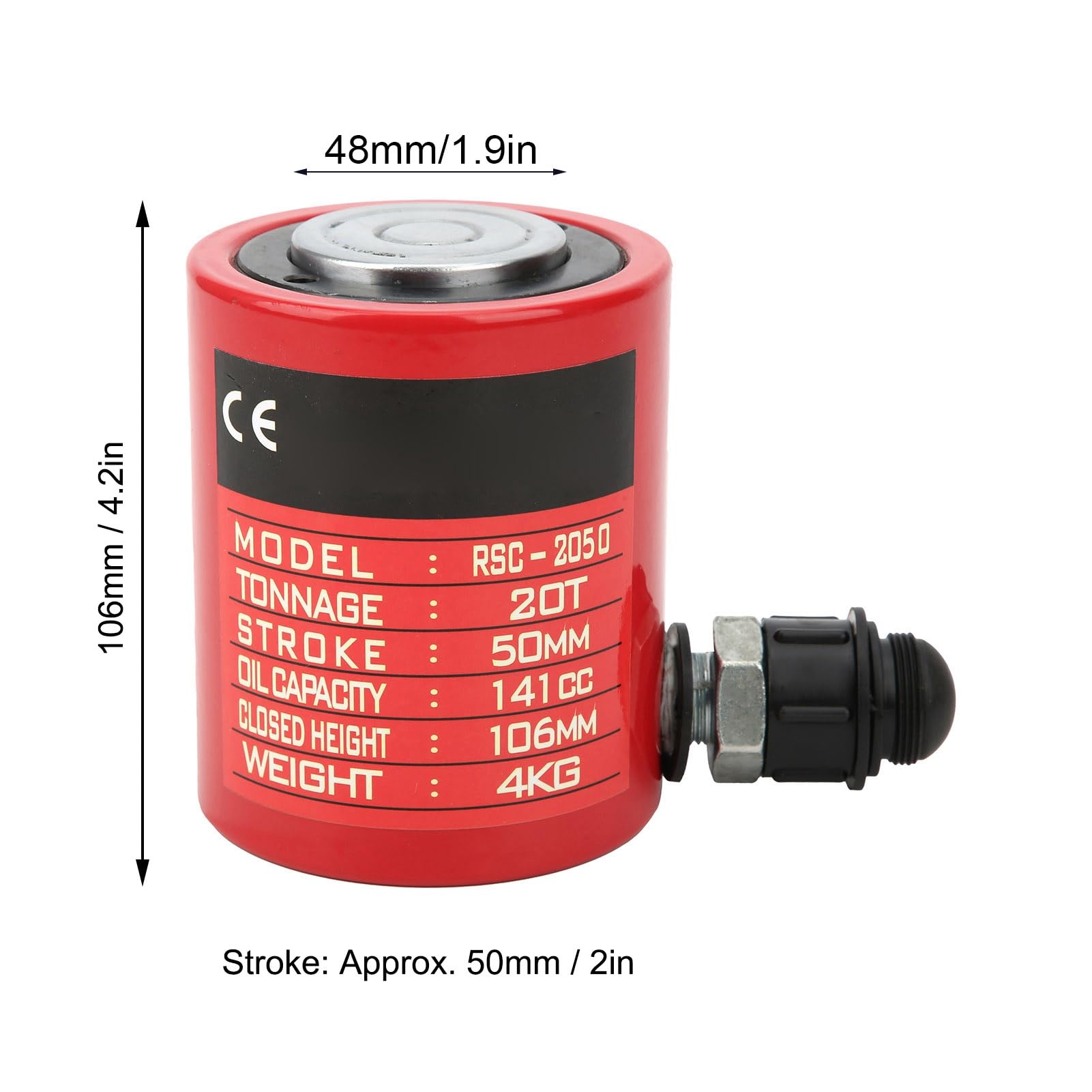 Cilindro Idraulico Separato, RSC2050 Cilindro Idraulico Separato Red Jack Solido Sollevamento Idraulico a Semplice Effetto, Cilindri di Sollevamento Idraulici