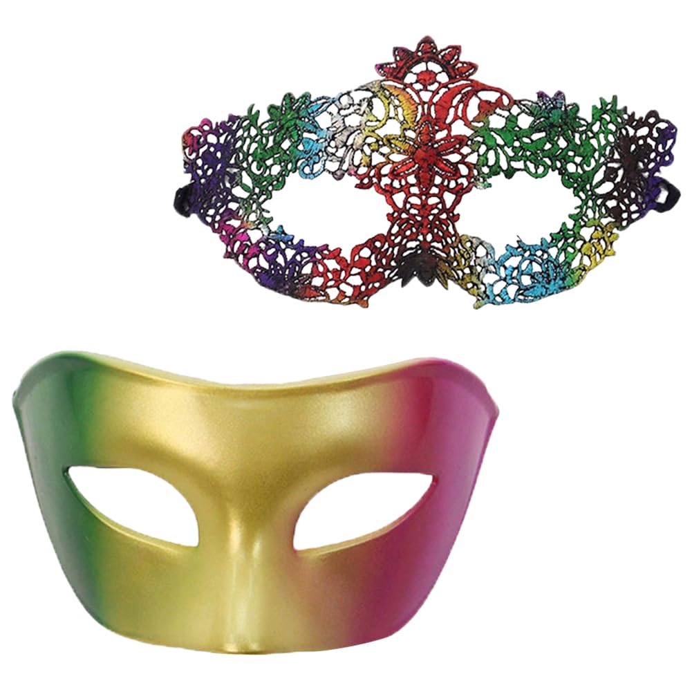 NimblusToy Couple Masquerade Masks Set,Venetian Mask for Lace Masque Costume Mask Party Prom Ball Mardi Gras,Costumes Lace Eye Masks for Party Carnival 2pcs(A)