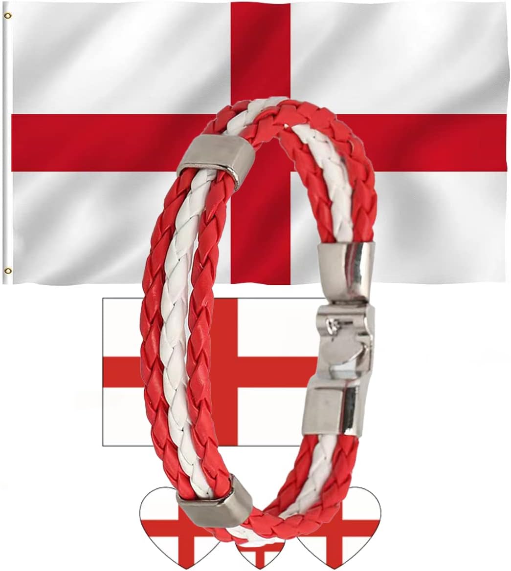 2022 National Team Soccer Costume Set Argentina England Brazil Flag Bracelet Heart Sticker for Women Men Soccer Game Party