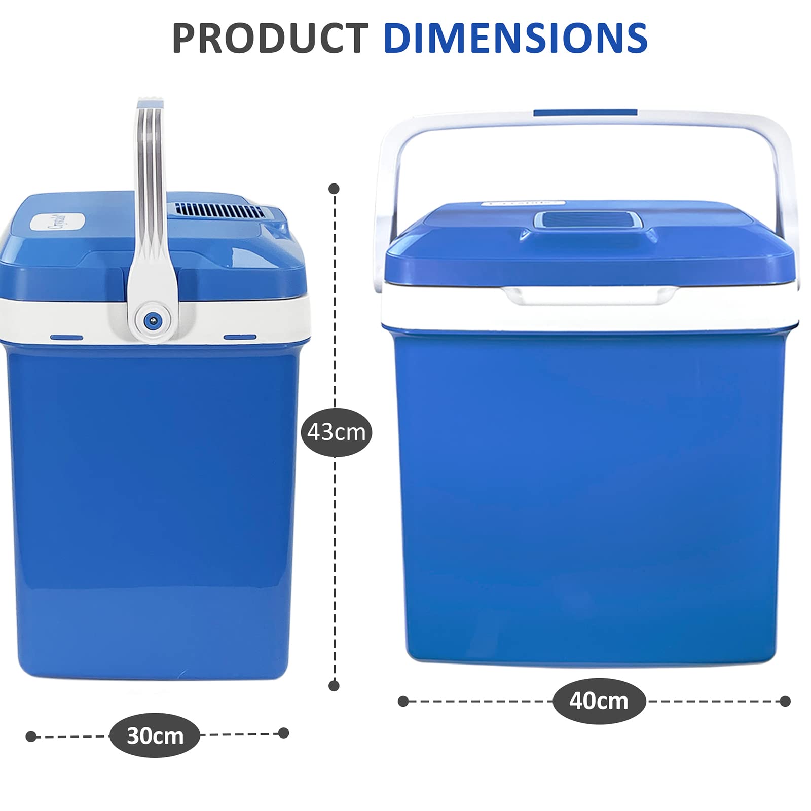 Crystals Thermoelectric 24L/26L 240V AC & 12V DC Electric Cool Box, Heating and Cooling Functions, Portable Travel Cooler Box Camping Car Mini Fridge (26L Cooler & Warmer)