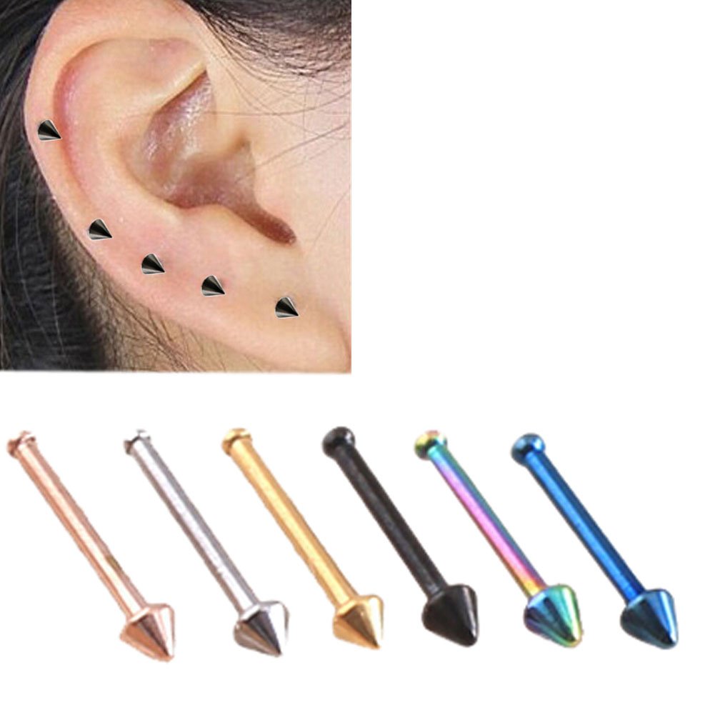Lots of 10 Pcs 20g 1.8mm Stainless Steel Spike Ear Nose Bond Ear Studs