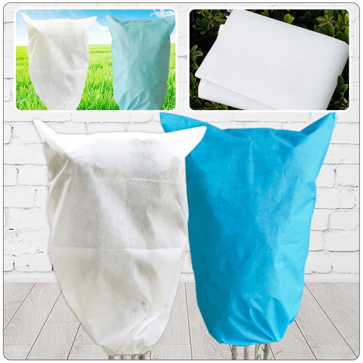 FUNOMOCYA 2Pcs Winter Freeze Plant Protective Cover Drawstring Design Durable Non Woven for Garden Protection for Shrubs Trees and Hanging Baskets