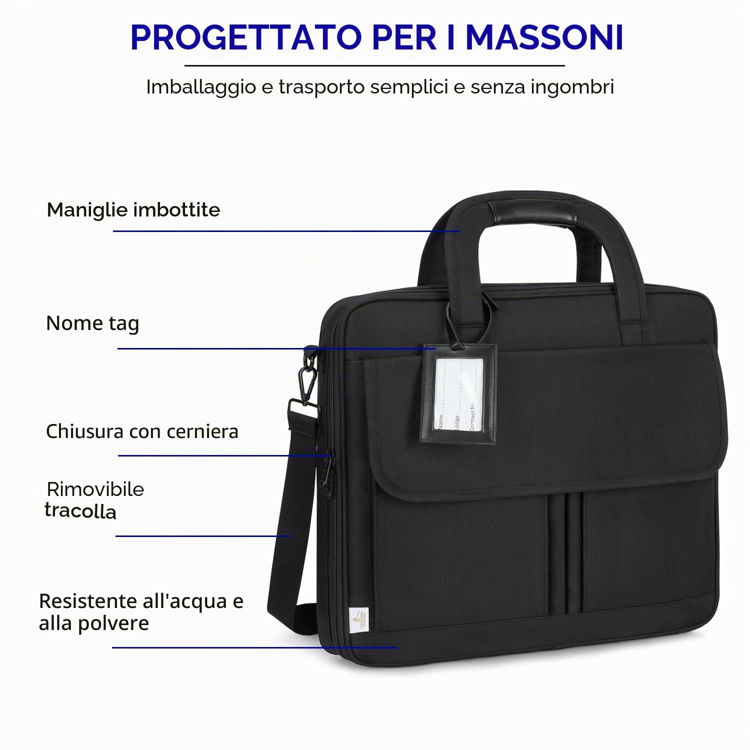 THE MASONIC COLLECTION - Custodia morbida a mano e borsa a tracolla - Contiene regali provinciali e distrettuali - Nylon Oxford e resistente all'acqua - Regalo massone per gli uomini