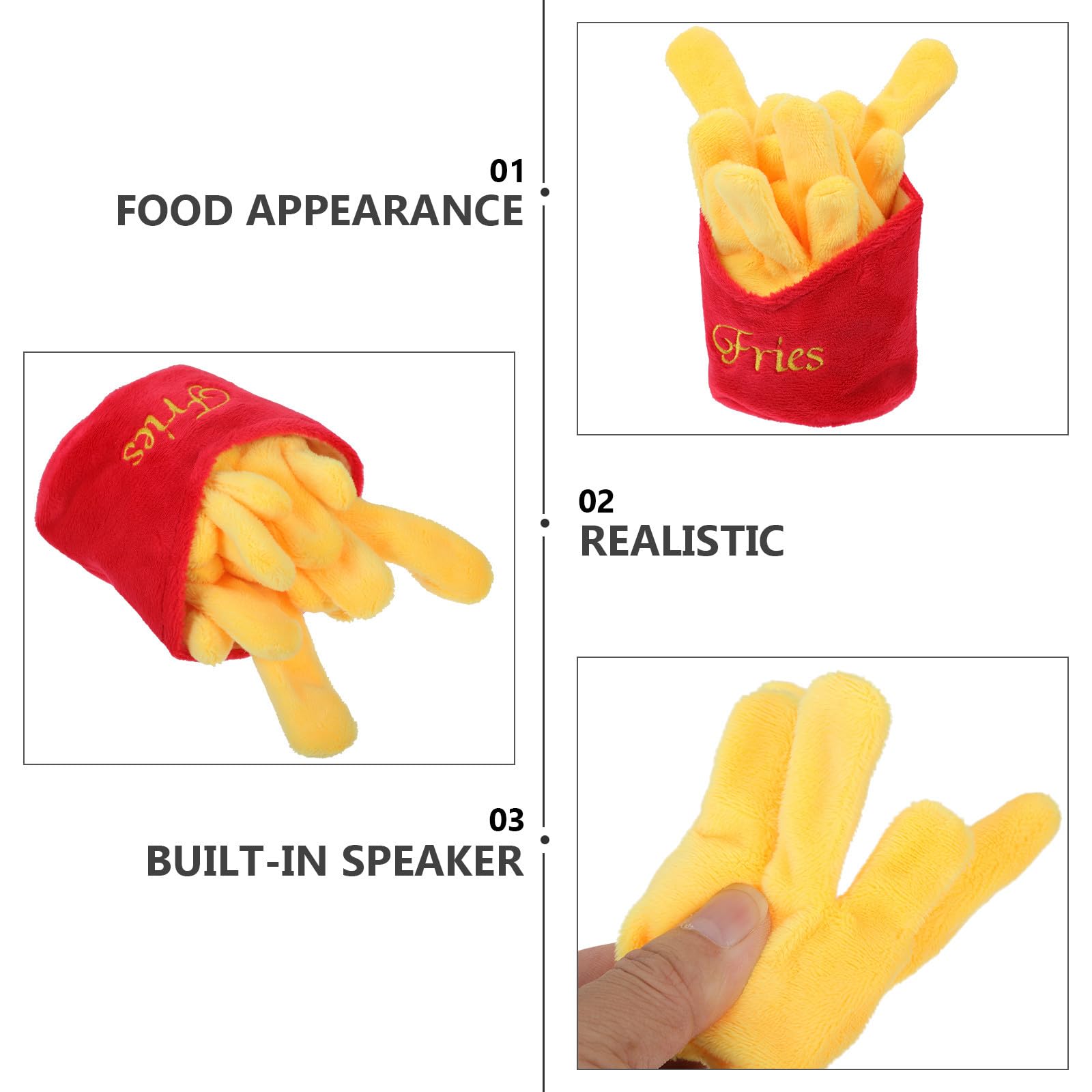 Veemoon Mâcher pour Chien Petit Format en Peluche Imitant des Frites, Résistant aux Morsures et Couineur pour Animaux, pour Stimuler la Mastication et Occuper Les Chiens