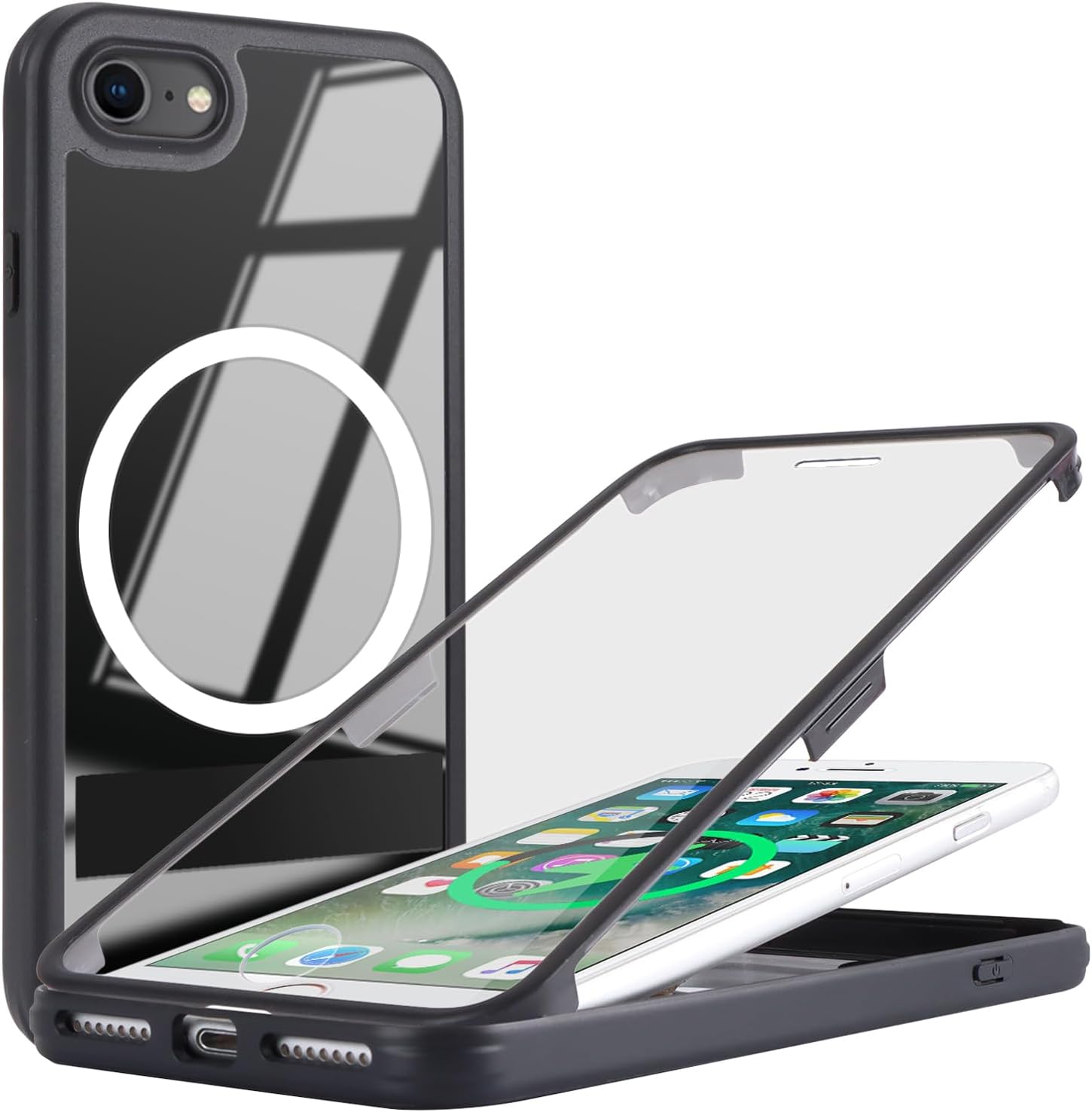 for iPhone SE 2022/2020 iPhone 8 Case with Screen Protector,Compatible with Magsafe,for iPhone 8 Phone Case with Stand,for iPhone 8 Magnetic Case with Built in Screen Protector,Black - Image 6