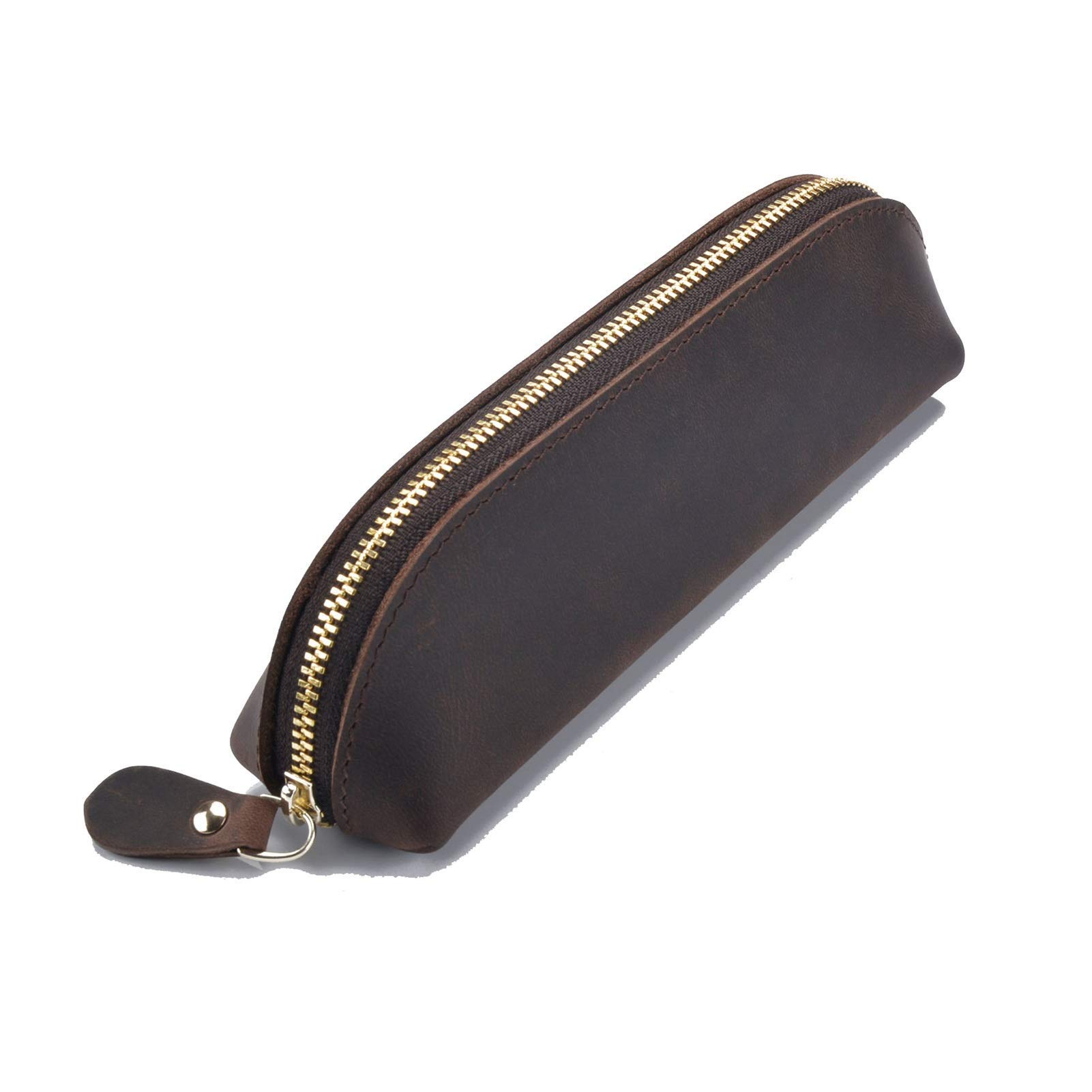 Astucci per matite Astuccio per matite Astuccio con portapenne con Cerniera Astuccio per cancelleria in Vera Pelle Fatto a Mano per Giovani Studenti (Colore : Coffee, Dimensioni :
