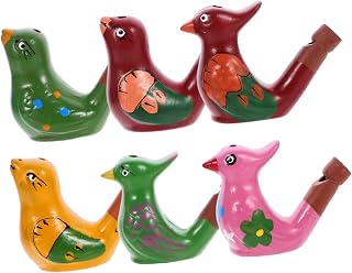 Hemobllo 6piezas Silbatos De Cerámica Para Pájaros Coloridos Silbatos De Juguete Para Divertidos Generadores De Ruido Para Jugar Al Aire Sonido