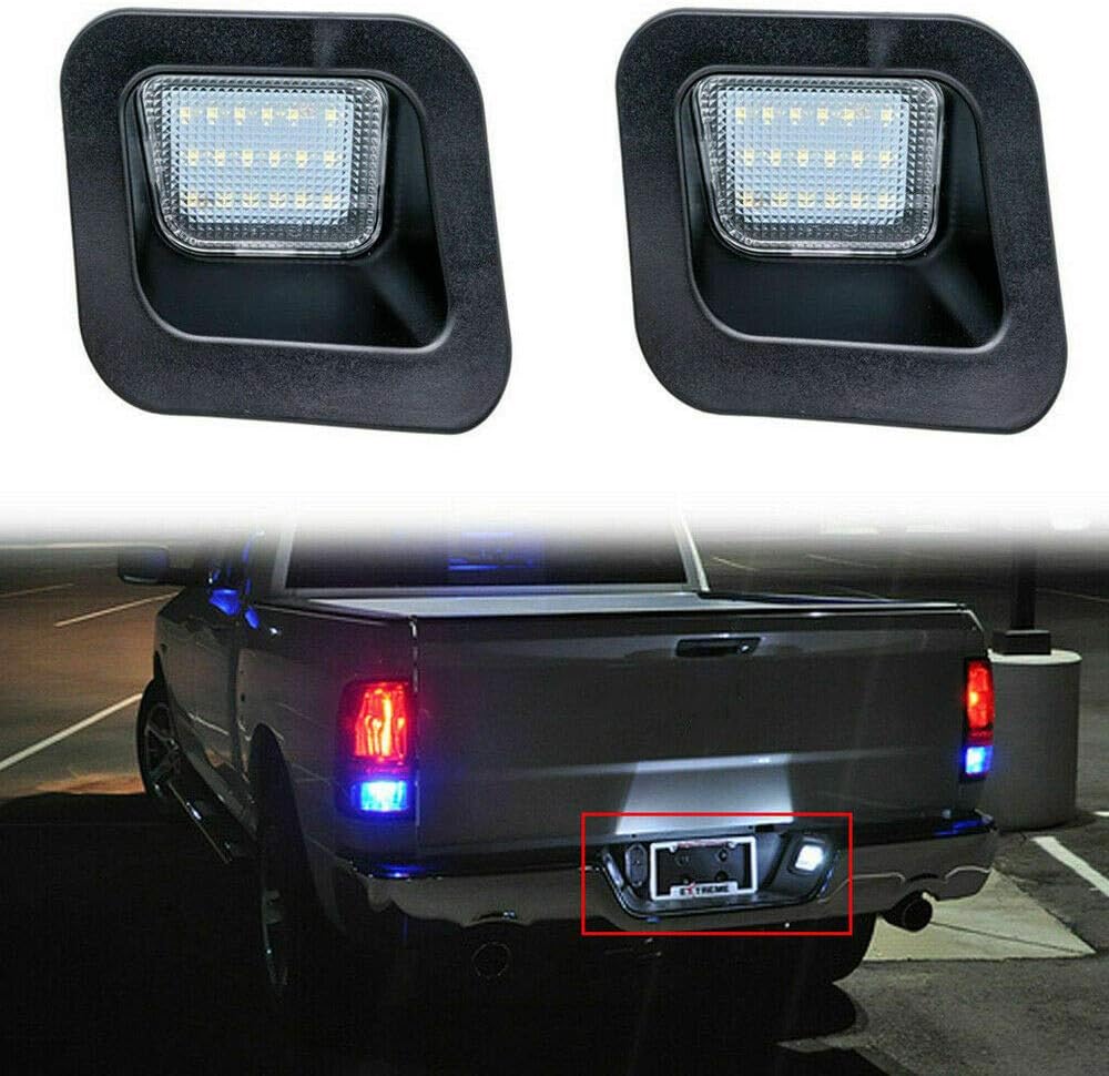 2 Pcs LED License Plate Light Lamp Assembly Replacement For 2003-2018 Dodge Ram 1500 2500 3500