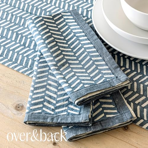 Servilletas de Tela Estampadas Azul Herringbone x4 miniatura 6